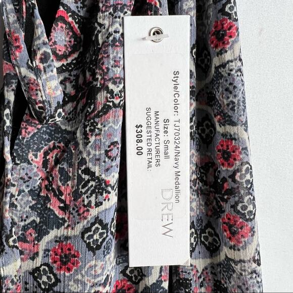 DREW Navy Medallion Sleeveless Tiered Maxi Dress NWT in Small - Picture 3 of 7